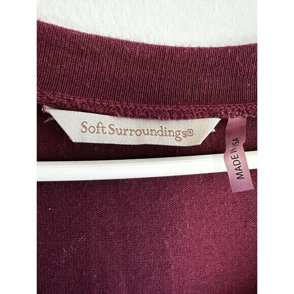 Soft Surroundings Womens Top Size Large Burgundy Long Sleeve - Picture 4 of 11